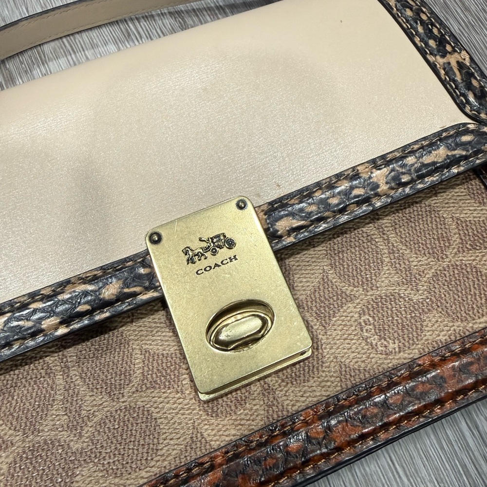 Coach Signature Hutton Convertible Crossbody Shoulder - Snakeskin Color Block - Picture 3 of 11